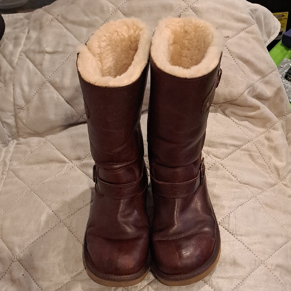 Brown Leather Boots with Shearling Lining Uggs Sz 9 ,uggs Australia